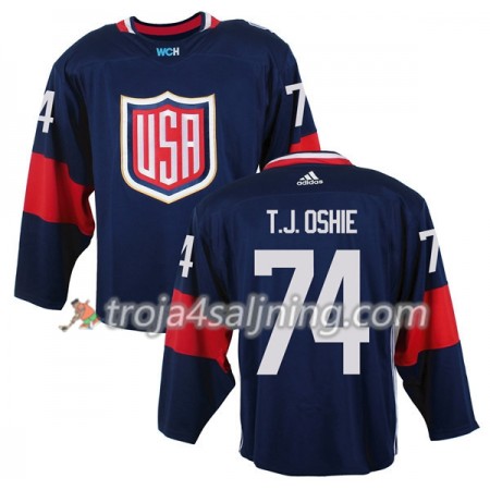 USA tröja T.J. Oshie 74 World Cup i ishockey 2016 Blå Premier - NHL Tröjor Herr